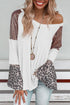 Sequin Patchwork Bell Sleeve V Neck Tunic Top
